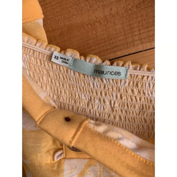 Maurice's XS Yellow Flower Baby Doll Strapless Top Beachy Fit Flare - Picture 4 of 5
